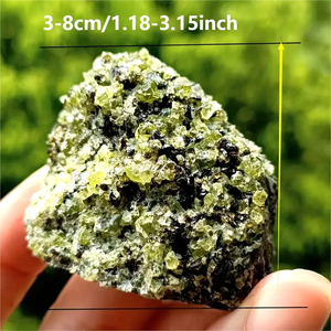 Esemplare di peridoto naturale-con matrice di Lava-<span class=keywords><strong>rocce</strong></span> <span class=keywords><strong>verdi</strong></span> e nere-per la creazione di gioielli, decorazioni per la casa, esposizione da collezione - Product Image 2
