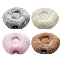 Lit pour chat doux et confortable, amovible et lavable, design tunnel rond, garnissage en poils longs