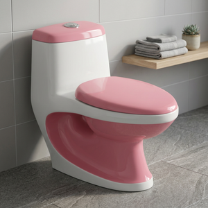 WC monobloc en céramique colorée blanc et orange, modèle économique, en promotion - Product Image 6