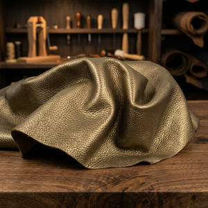 Genuine <b>Leather</b> Sheet Cow Skin Metallic Gold Grain Custom Thickness Handbag Use Durable Finish <b>Leather</b> Sheet Cheap Price - Product Image 1