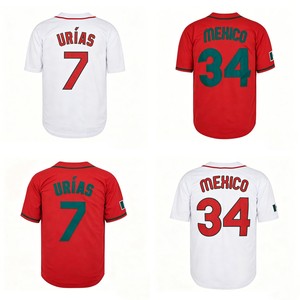 Camisetas de Béisbol Retro para Hombre, Versión Nostálgica, Cosidas, 7 Urias 34 México, Tallas S-3XL - Product Image 1