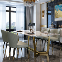 Ensemble de table et de chaises à manger carrées convertibles modernes italiennes avec plateau en marbre pour hôtel et usage domestique