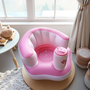 Wholesale Popular Blue <b>Inflatable</b> Baby Sofa Portable Kids <b>Bath</b> Stool Baby Supplies for 3 6 9 12 Months Toddlers - Product Image 4