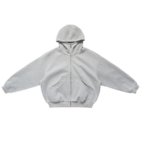 Sweat à capuche unisexe surdimensionné à fermeture éclair intégrale, style streetwear décontracté, épaules tombantes, coton Air Layer 550 GSM, poids lourd
