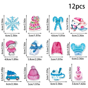 Décorations de Noël en papier motif dessin animé neige et glace, petits drapeaux pour gâteaux, fournitures de fête pour la décoration de table pour les célébrations festives. - Product Image 3