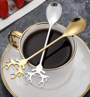 Cuillère à café et cuillère à dessert personnalisées en or et argent plaqué, motif renne, pour décorations de table de Noël, décoration intérieure, coffret cadeau