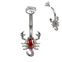 Anneau de nombril en titane implantable ASTM F136 CZ, motif scorpion central