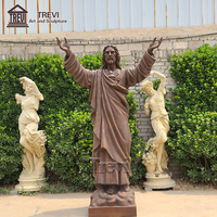 Grande sculpture de Jésus en bronze TREVI avec main ouverte, statue religieuse antique de Jésus le Sauveur pour extérieur, à vendre