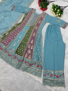 Thiết kế mới thêu trình tự làm việc hàng đầu quần với dupatta thiết lập màu sắc đẹp kết hợp hoàn toàn khâu ăn mặc phù hợp với - Product Image 4