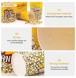 Cubos de palomitas de maíz de papel Kraft blanco impresos personalizados de gran tamaño desechables para vender en cine - Product Image 3