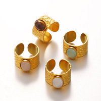 Cincin Elips Geometris Minimalis Stainless Steel Trendi Gaya Eropa dan Amerika, Cincin Hip Hop Berlapis Vakum yang Dapat Dipersonalisasi