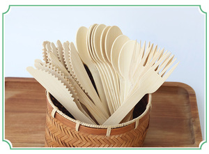 Cubiertos Desechables Ecológicos de 170 mm, Cuchara, Tenedor y <span class=keywords><strong>Cuchillo</strong></span> de Viaje, Logotipo Personalizado, Biodegradables, Juego de Cubiertos con Empaque de Bambú Kraft para Fiestas - Product Image 5