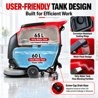 Mesin Pencuci dan Pengering Lantai Komersial Wallergo K3 530mm dengan Tangki 60L/65L, Peralatan Pembersih Lantai Industri Tipe Walk-Behind