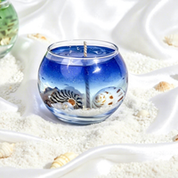 Strandinspirierte Handgemachte Gel-Aromatherapie-Kerze mit Meeresduft im Glasgefäß für Urlaub, Spa, Yoga, Entspannung und Dekoration
