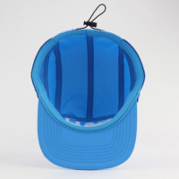 Casquette de sport 5 panneaux de haute qualité ODM/OEM, broderie personnalisée, visière plate, ajustable, séchage rapide, avec cordon de serrage, pour le camping