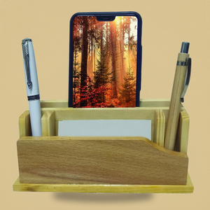 Organizer With <b>Phone</b> <b>Stand</b> Pen Holder Bamboo Office Gift Multifunctional Simple Style - Product Image 1