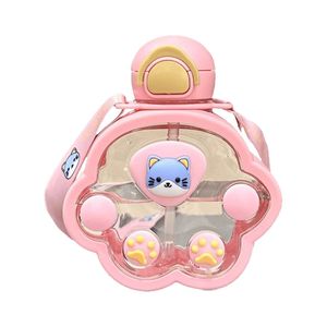 2025 nouvelle tasse en plastique patte de chat mignon amusant tasse de paille pour enfants <span class=keywords><strong>Portable</strong></span> extérieur bandoulière tasse d'eau pour boire directement pour les visites - Product Image 5