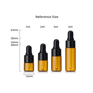 Minimample 1 ml 2 ml 3 ml 5 ml bernsteinfarbene durchsichtige Glas-Tropfflasche für Ätherisches Öl mit weißem Kunststoffdeckel - Product Image 5