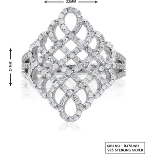 Cocktail <b>Ring</b> 1.04 Cttw Natural Round White Diamond 925 Sterling <b>Silver</b> Geometric <b>Statement</b> <b>Ring</b> For Women Size 5 - Product Image 6