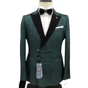 Toptan Trajes Sastre Dama Elegantes Blazer Homme yeşil yelek Slim Fit Groomsmen 2 parça damat erkekler düğün Suit M028