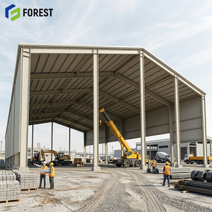 Structure en acier préfabriquée galvanisée modulaire, entrepôt semi-ouvert à grande portée, pavillon de distribution de matériaux - Product Image 1