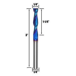 <span class=keywords><strong>Fraise</strong></span> CNC UpCut Spiral Router Bits Carbide 2 Flûte Nano Revêtement 1-1/4 Long Bois Plastique Coupe 1/4 Diamètre - Product Image 3