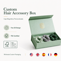 Caja de Regalo Rígida de Papel Verde Salvia Magnética Certificada, Moderna y a la Moda, Personalizada al por Mayor, para Accesorios para el Cabello