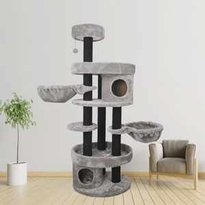 Gattino gatto grasso albero grande casa per animali domestici carino tetto nero casa palestra resina Poster castello in legno in Rattan cane erba gatta - Product Image 1
