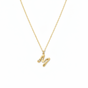 Collar con colgante de letra DME líquida orgánica, elegante y con estilo, con diseño único - Product Image 1