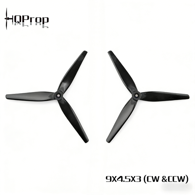 HQProp 9*4.5*3mm Three Blade Propeller Set CW CCW Black Glass Fiber Reinforced Nylon 18.4g High Efficiency Durable Drone Racing