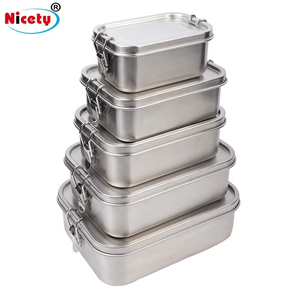 Contenitore per il Pranzo Nicety in Acciaio Inox 304 di Grado Alimentare, Ermetico, 800/1200/1400ml, con Anello di Tenuta in Silicone, Forma Quadrata - Product Image 5