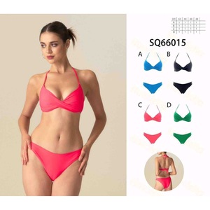 Set Bikini SQ66015 Rosso Blu Verde Nero Taglie 42 44 46 48 Costume da Bagno con Collo all'Americana per Donna - Product Image 1