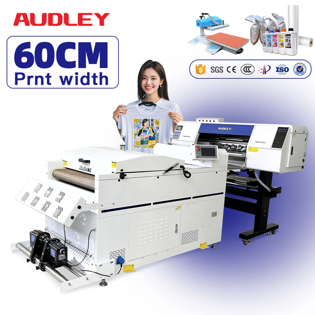 Audley Factory 60cm Large Size Roll to Roll 2pcs I3200 PrintHead High Speed Dtf Printer With A1 Shaking Powder Machine