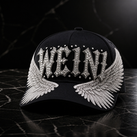Casquette de baseball WEINI de luxe avec logo gothique, broderie d'ailes en strass, casquette snapback 5 panneaux style hip-hop pour hommes et femmes, vente en gros