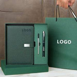 Custom Logo Printed Eco-Friendly Journal Notebook Set Business Corporate Novelty Gifts with Leather Cover Includes Pen Bracelets - Product Image 3