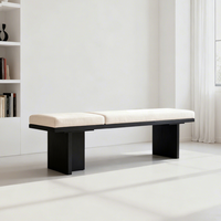 Banc d'entrée en bois massif, banc à chaussures, banc long rembourré, style luxe discret haut de gamme pour la maison
