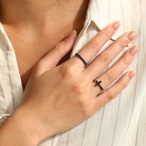 Minimalist S925 Silver Turquoise Stackable Earthy-toned Durable <b>Ring</b> Dainty <b>Thin</b> Band Daily Wear Jewelry - Product Image 5