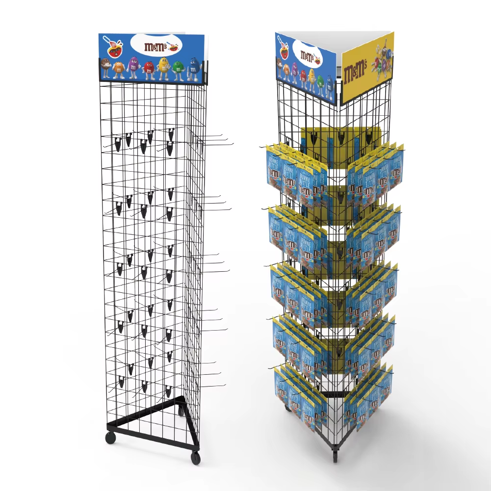 Hot-Selling Double-Sided Steel Wire Display Racks Floor-Standing Freestanding Display Unit Supermarket Use Customizable Sticker — view 5