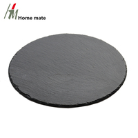Assiette de fête jetable en ardoise noire naturelle, moderne, ronde, pour steak, gravable, écologique, directement de l'usine