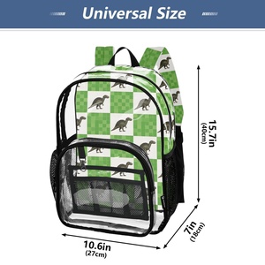 Nouveauté Sac à dos transparent en PVC personnalisé avec motif dinosaure, sac à dos scolaire robuste transparent, plusieurs poches, sac transparent pour garçons - Product Image 4