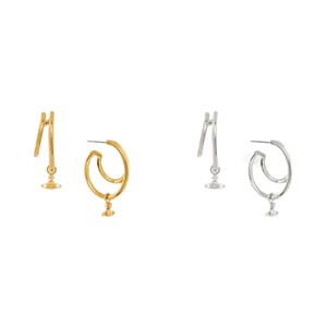 Boucles d'oreilles pendantes Vivienne Simple Line Small Saturn en alliage de zircon, luxe léger, style unique, punk, cercle, unisexe - Product Image 5