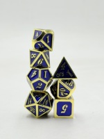 Set Dadu DND Polihedral Paduan Seng Ukiran Naga Biru Buatan Tangan Mewah untuk Permainan RPG