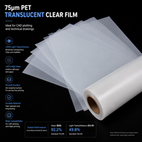 Película de Dibujo PET Mate de Doble Cara de 75 Micras, Impermeable, Translúcida, para Plotter CAD, para Dibujo de Ingeniería