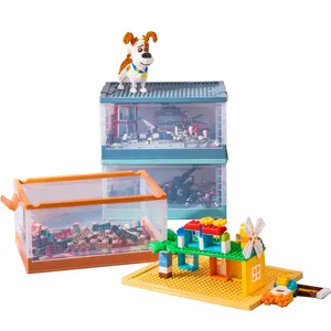 צעצוע קופסות וילדים אחסון עם לגו אחסון תיבת דגם עם אבני בניין