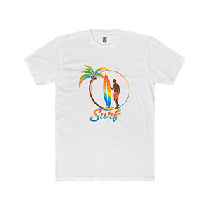 T-Shirt Fitness Tie-Dye Colorata con Grafica Surf Vibes, Etichetta Personalizzata con Palma e Surfista, in Cotone/Fibra di Bambù - Product Image 1