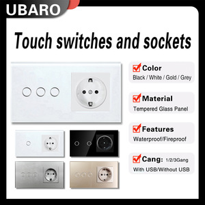 Ubaro 146 Euro Standard Touch <b>Switch</b> Socket With <b>Usb</b> Port Wi-Fi Control 146x86mm - Product Image 5