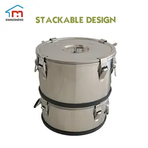 12-100L Stainless Steel Insulation Barrel Stackable Transport Barrel With Double Walls Structure And Rubber Bottom