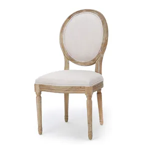 Commercio all'ingrosso antico sedici sedie da pranzo in velluto di legno tessuto europeo KD design rotondo sedia a Louis