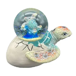 Globo de neve de resina para lembrancinhas de praia da Flórida, globo aquático de tartaruga com logotipo personalizado