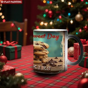 Frosted Black 11oz <b>Ceramic</b> Mug Heat Activated Color Changing Drinking <b>Cup</b> For Friend Gathering Party - Product Image 2